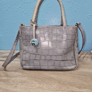 Furla Silver Crocodile-Embossed Satchel